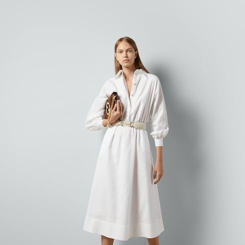 Robe en coton Oxford en blanc GUCCI FR