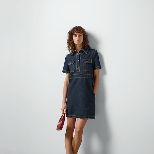 Organic denim dress in Blue Ready-to-wear | GUCCI® SI