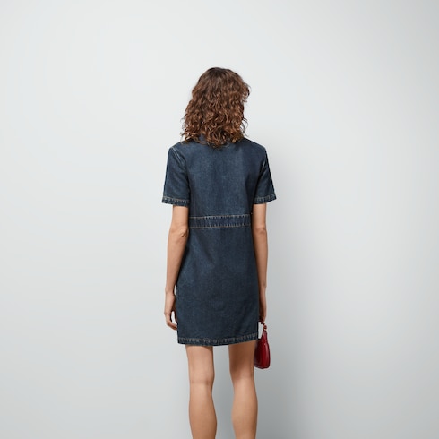 Organic denim dress in Blue Ready-to-wear | GUCCI® SI Organic denim dress in Blue Ready-to-wear | GUCCI® SI