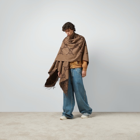 Mantello in cashmere jumbo GG reversibile