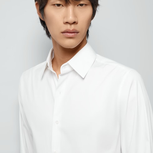 Stretch cotton poplin shirt in white | GUCCI® US