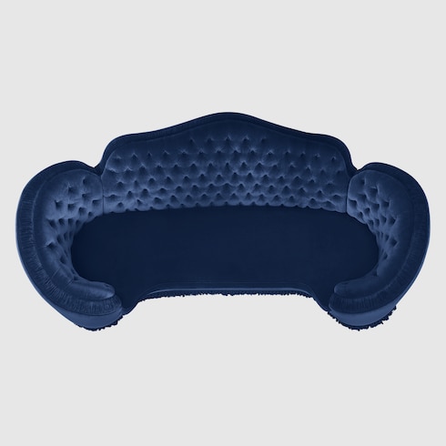 Canapé style chippendale capitonné en velours