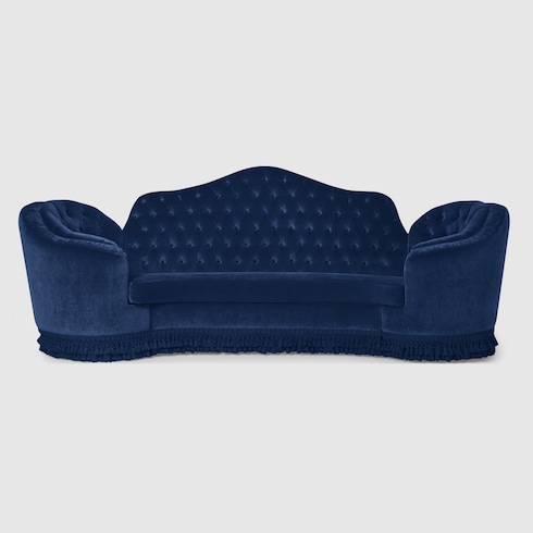 Canapé style chippendale capitonné en velours