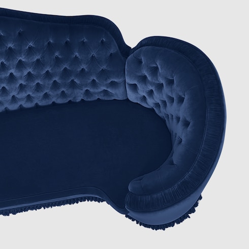 Canapé style chippendale capitonné en velours