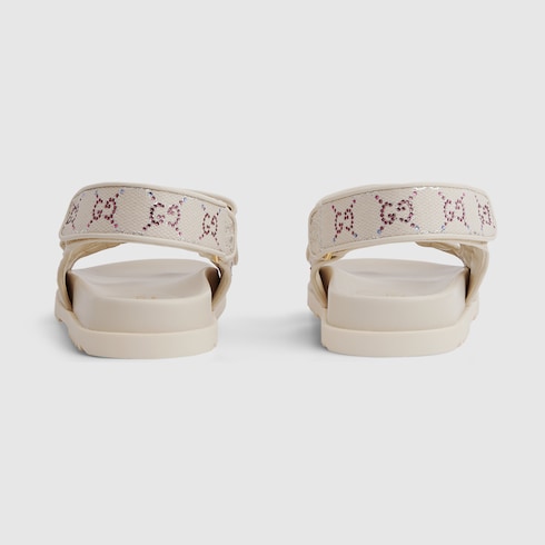 Women's sandal with Double G in Beige Fabric | GUCCI® SI