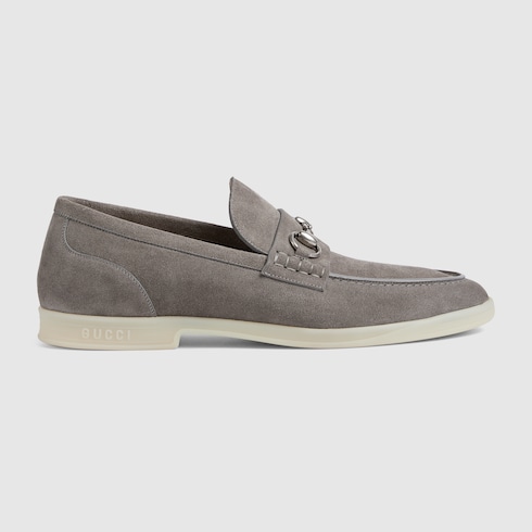 Men s loafer with Horsebit in dusty grey suede GUCCI Canada