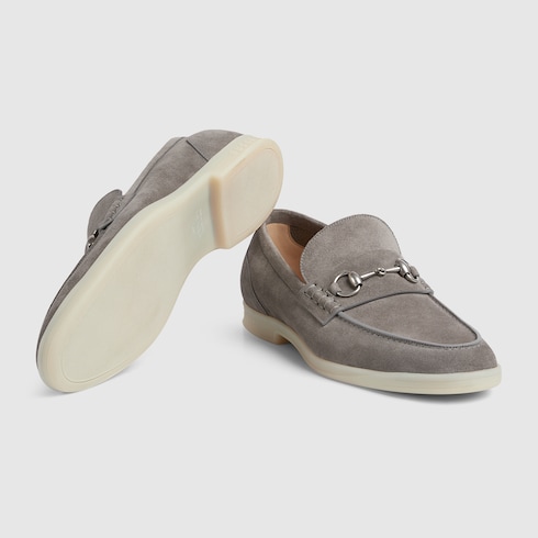 Men s loafer with Horsebit in dusty grey suede GUCCI Canada
