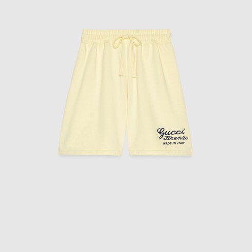 Cotton jersey shorts with embroidery in ivory GUCCI TR