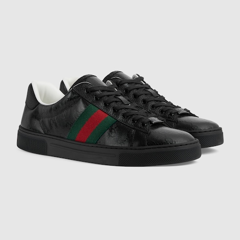 GUCCI ACE ウェブ ストライプ スニーカー エース〕ウェブ ストライプ メンズ スニーカーホワイト レザー
