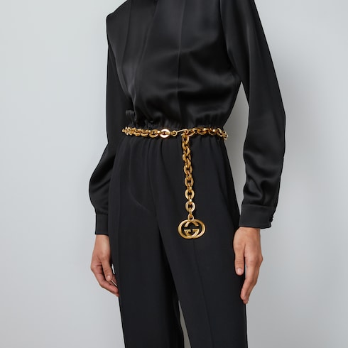 Chain belt with Interlocking G charm