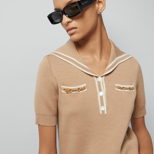 Wool polo shirt with Horsebit