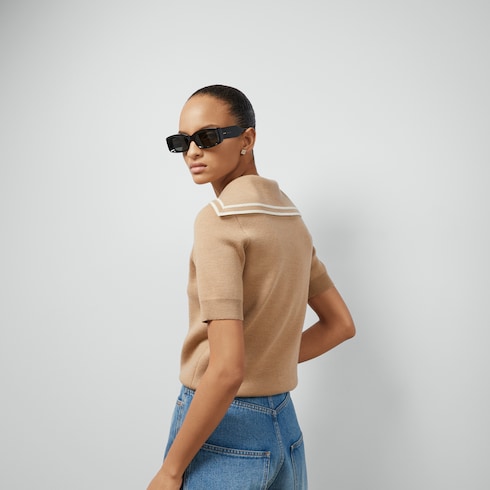 Wool polo shirt with Horsebit