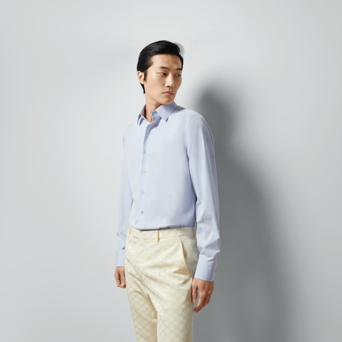 Camicia in seta e cotone con Doppia G