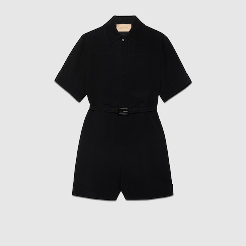 Viscose crepe cady short jumpsuit in Black Ready to wear GUCCI SI
