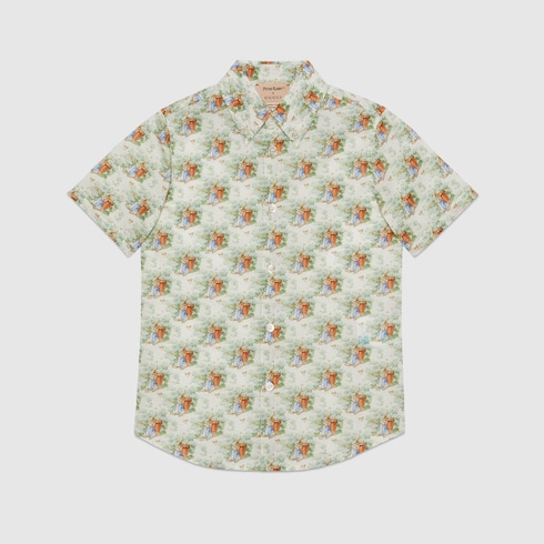 Gucci チルドレン ラビット柄半袖トップス ピーターラビット™ x GUCCI コットン シャツアイボリー