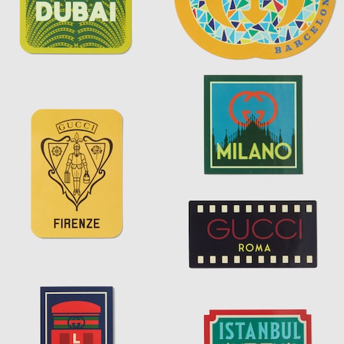 Pegatinas de ciudades Gucci para equipaje