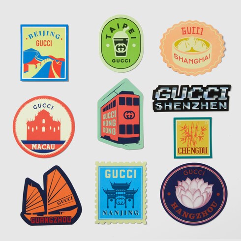 Gucci Cities luggage stickers in multicolour | GUCCI® 香港