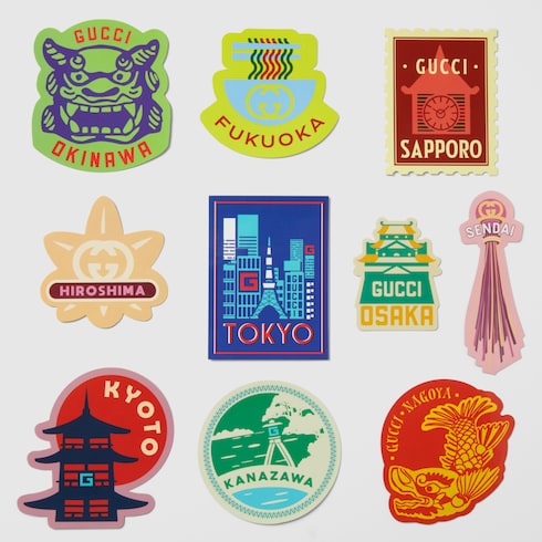 Gucci Cities luggage stickers