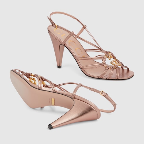 Gucci gold sandals heels best sale