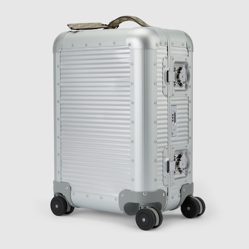 Gucci Porter small trolley with luggage strap in silver aluminium GUCCI Australia
