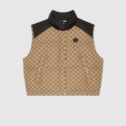 Gilet piumino in tessuto di cotone GG 