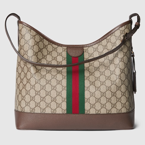 Mittelgroße Ophidia GG Schultertasche in beige- und 