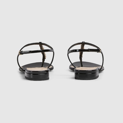 Black patent thong sandals clearance