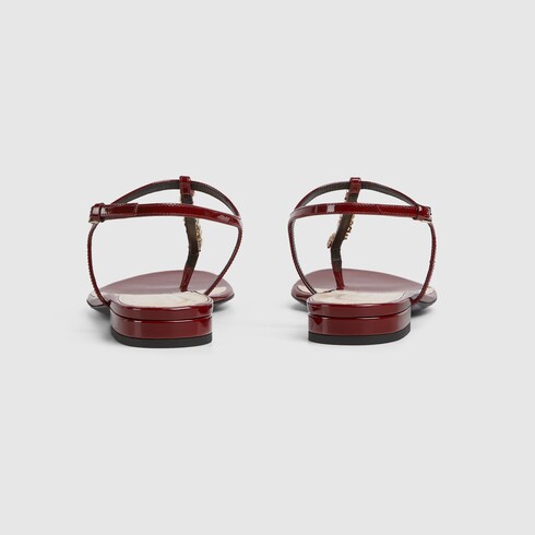 Infradito Gucci Signoria in pelle verniciata Rosso Ancora GUCCI Italia