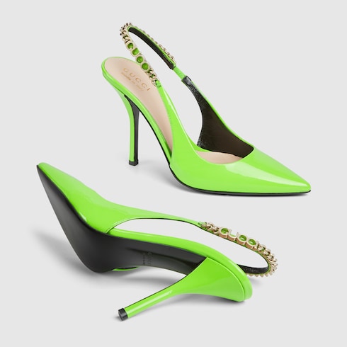 Gucci Signoria slingback pump in electric green patent leather GUCCI US