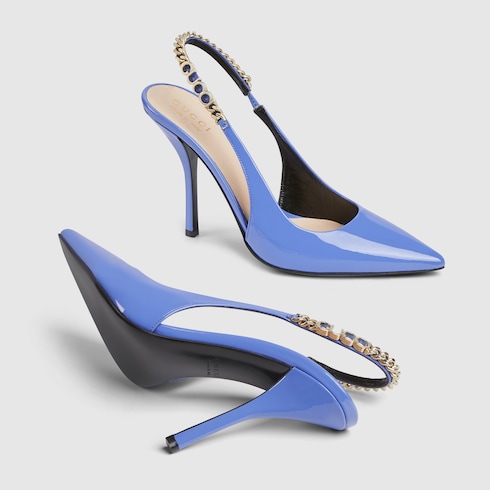 Gucci Signoria slingback pump in lilac patent leather GUCCI GR