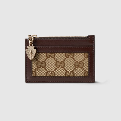 GUCCI outlet Marmont Brown Leather Credit Card Holder