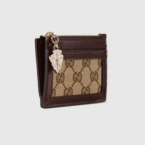 GG card case wallet in beige and ebony canvas GUCCI Canada