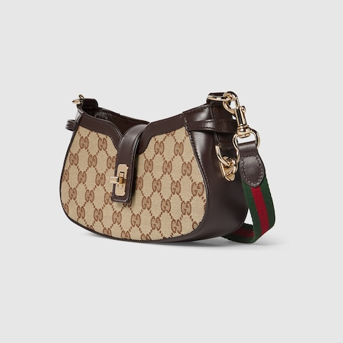 Gucci Moon Side mini shoulder bag in beige and ebony canvas 