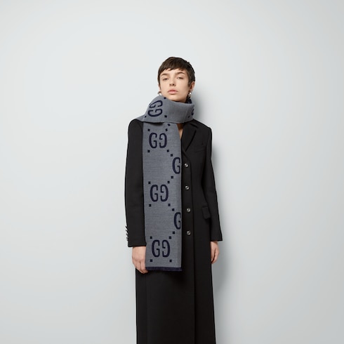 Écharpe en jacquard de laine et soie GG