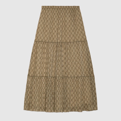 GG damier print silk skirt Detail 2