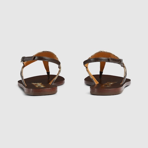 Sandalias con tribanda Web con GG entrelazada para mujer