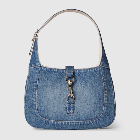 Gucci Jackie small shoulder bag in blue denim | GUCCI® US