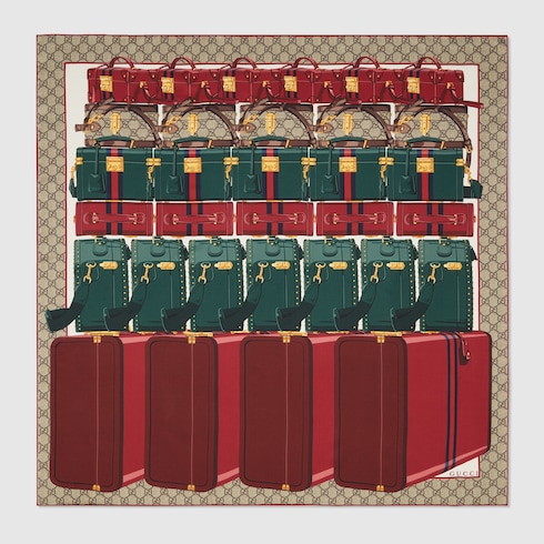 GG Gucci valigeria print silk carré