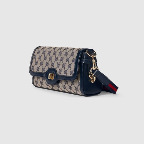 Borsa a spalla Gucci Luce misura piccola in tessuto beige e blu GUCCI Italia