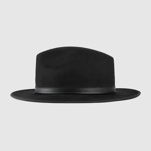 Chapeau en laine avec détail cuir