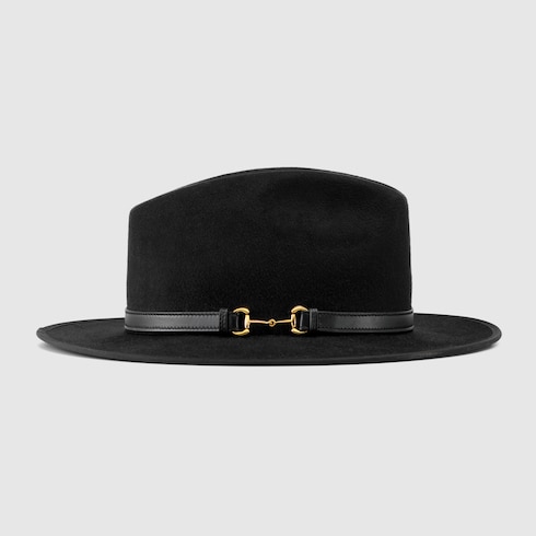 Chapeau en laine avec détail cuir