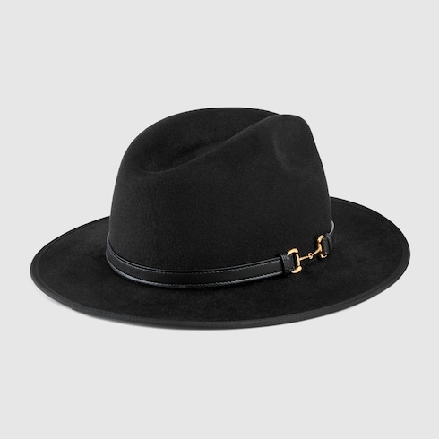 Chapeau en laine avec détail cuir