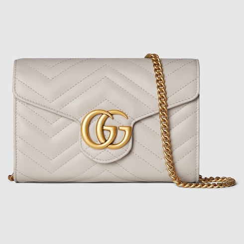 GG Marmont matelassé mini bag in light grey leather | GUCCI® US