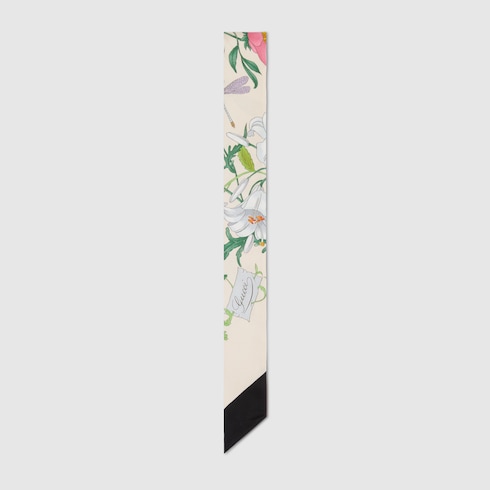 Nœud de cou en soie à imprimé fleuri Gucci