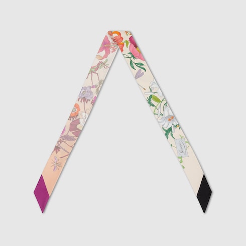 Nœud de cou en soie à imprimé fleuri Gucci