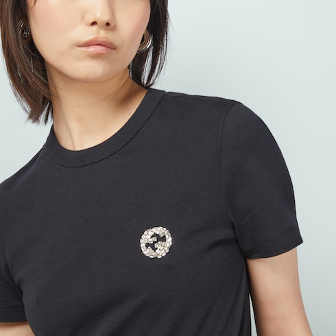 T-shirt in jersey di cotone con Incrocio GG