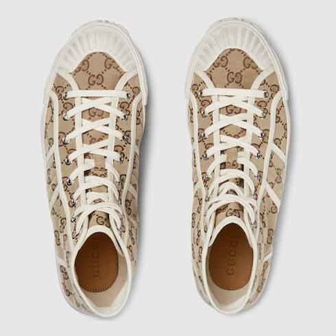 Sneakers GG de perfil alto para hombre inlona GG beige y ebano GUCCI MX