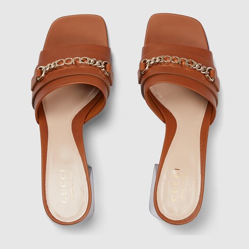 Mules Gucci Signoria en cuir marron GUCCI FR