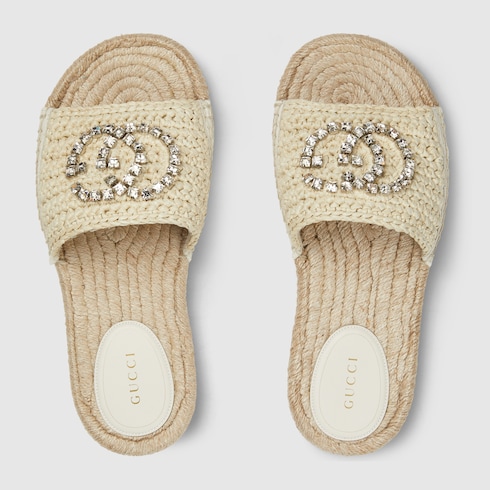 Women's espadrille with crystal Interlocking G
