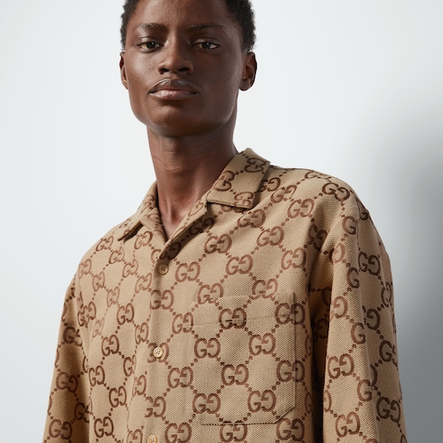 Camisa de lona con diseño de GG grande